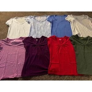 So Women's Short Sleeve V-Neck T-Shirts Multi-Color Set of 8, Medium